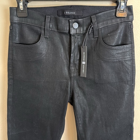 NWT $248 J BRAND STITCH FIX 620 Mid-Rise Black Stocking Coated Super Skinny Jean - Picture 8 of 11